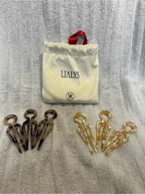 Lialys-Women's Resin Hair Clips Set - Tortoiseshell Brown & Honey Yellow